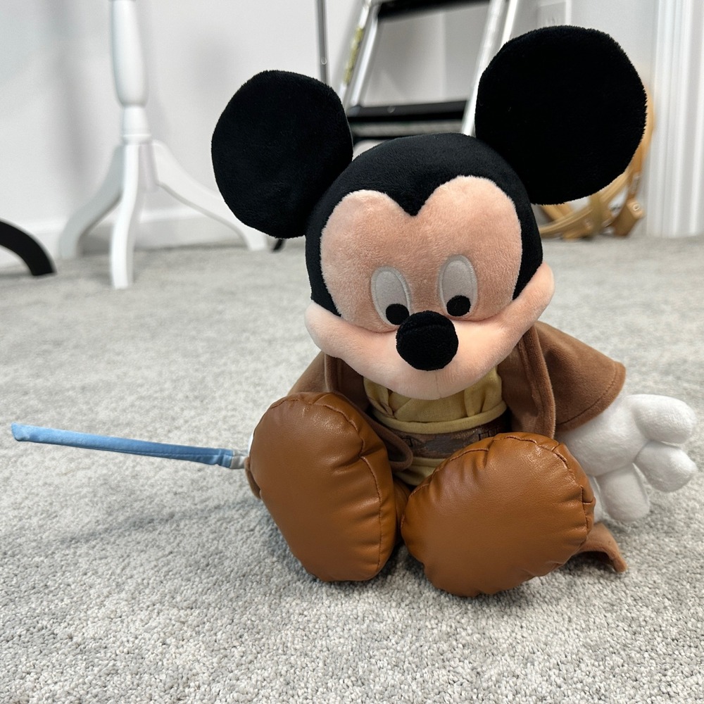 Disney Parks Star Wars Jedi Mickey Mouse Plush 15" Brown Good